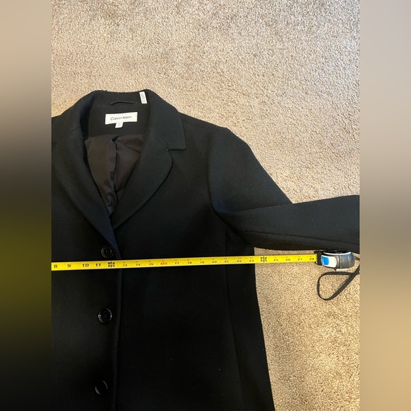 Calvin Klein Classic Black Pea Coat With Buttons - Picture 9 of 9